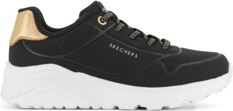 Skechers Uno Lite meisjes sneakers zwart goud