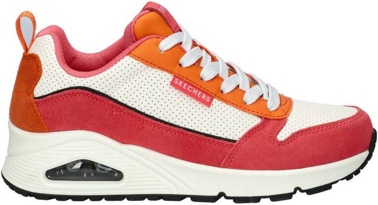 Skechers Uno 2 Much Fun chunky sneakers wit roze oranje