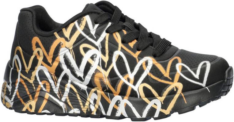 Skechers Uno Lite sneakers zwart Meisjes Imitatieleer All over print 29