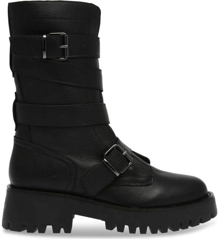 Steve Madden Devlin chunky leren bikerboots zwart