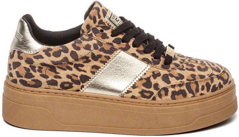 Steve Madden Moxy suède sneakers met panterprint beige zwart