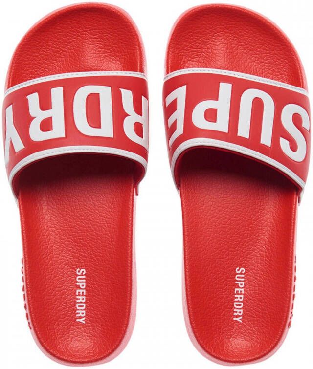 Superdry Sport Code Core Pool Slide badslippers rood wit