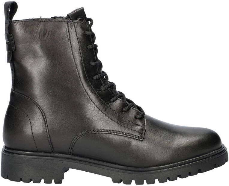 Tamaris leren veterboots zwart