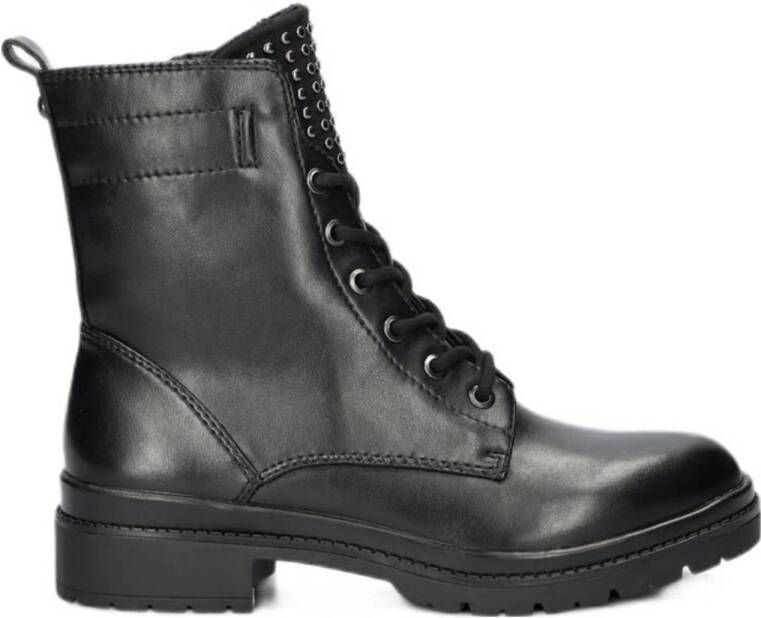 Tamaris Veterlaarsjes blokhak veterschoenen bikerboots bezet met studs