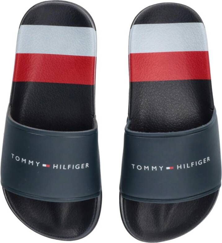 Tommy Hilfiger badslippers donkerblauw Rubber Logo 41