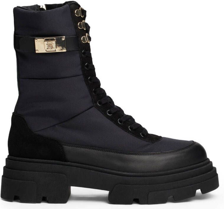 Tommy Hilfiger chunky leren veterboots zwart