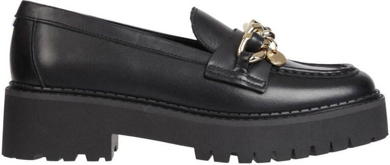 Tommy Hilfiger leren chunky loafers met ketting zwart