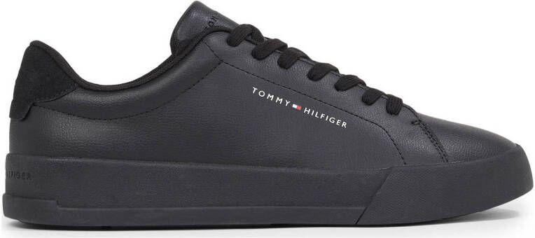 TOMMY HILFIGER Lage Sneakers Heren Court Maat: 41 Materiaal: Leatherlook Kleur: Zwart