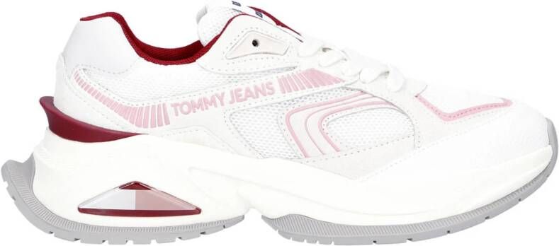 Tommy Jeans chunky suède sneakers wit roze rood