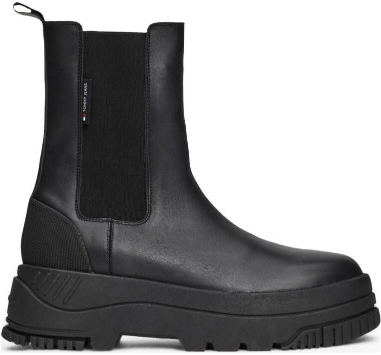 Tommy Jeans leren chelsea boots zwart