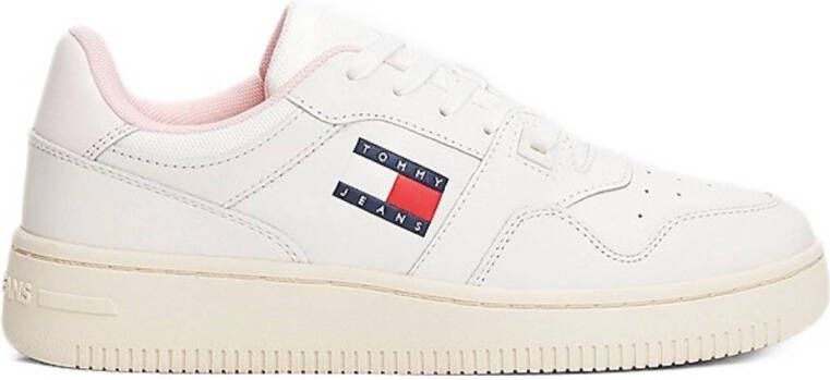 TOMMY JEANS Tommy Hilfiger Retro Basket Essential dames sneaker Wit roze