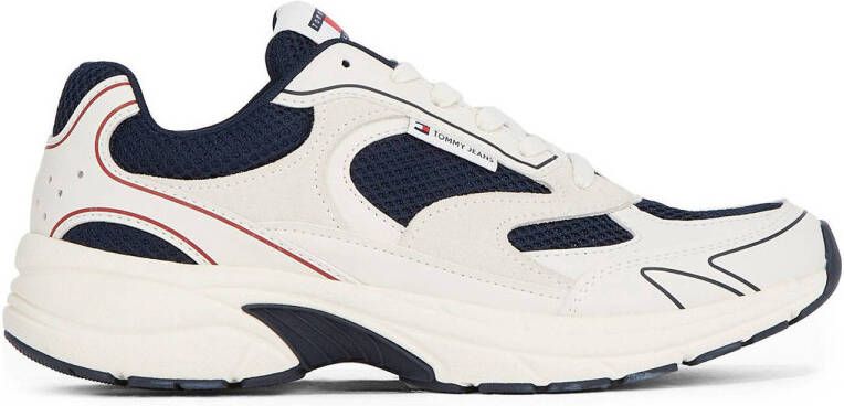 Tommy Jeans leren sneakers wit donkerblauw