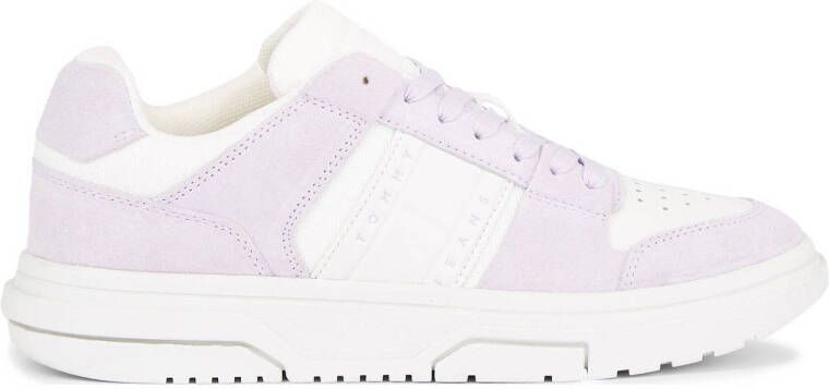 Tommy Jeans leren sneakers wit lila