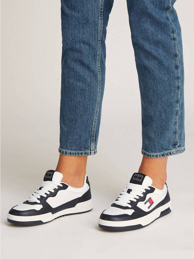 Tommy Jeans leren sneakers zwart wit