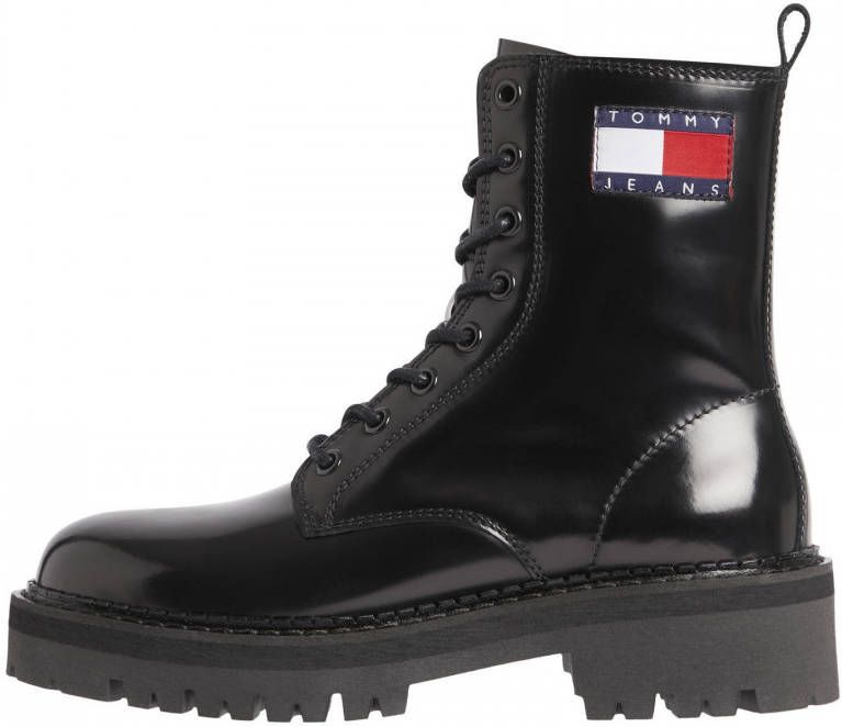 tommy jeans flag logo lace up boots