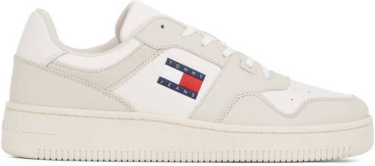 Tommy Jeans TJM Retro Basketess leren sneakers ecru