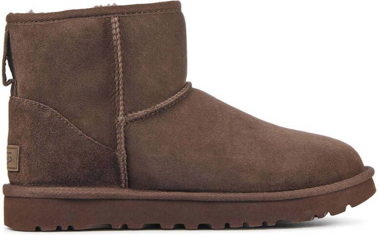 UGG Enkellaarsjes Dames Laarzen Damesschoenen Suède Classic Mini II Bruin combi