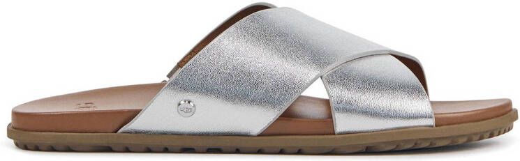 UGG Solivan crossbane leren slippers zilver