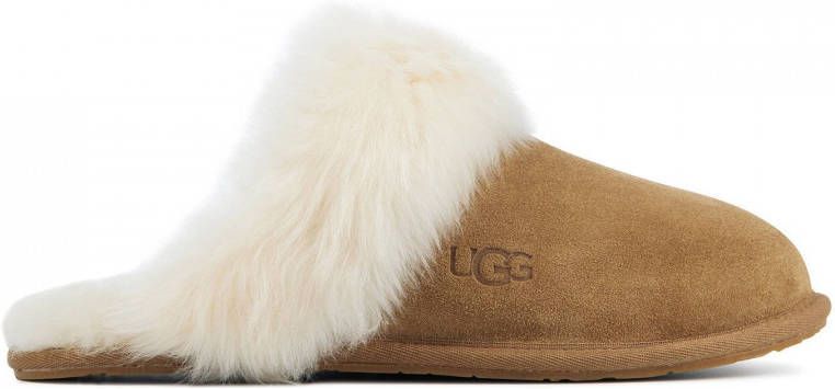 Ugg Bruine Suède Scuff Sis Pantoffel met Shearling Kraag Brown Dames