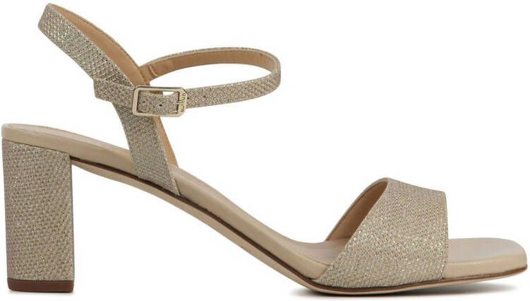 Unisa Sandalen Dames Damesschoenen Leer Glitter Blokhak hoogte Moraty Goud