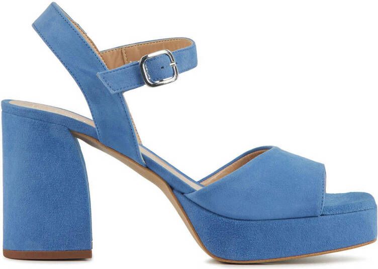 Unisa Sandalen Dames Damesschoenen Suède Plateauhak hoogte 8 cm Odran sue Blauw