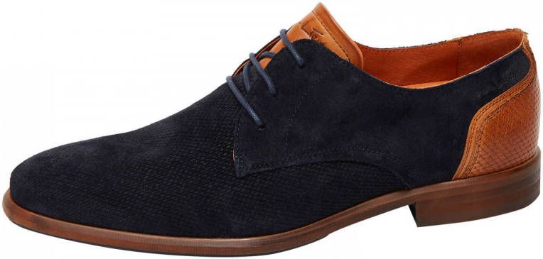 Van Lier Berlin suede veterschoenen blauw Schoenen