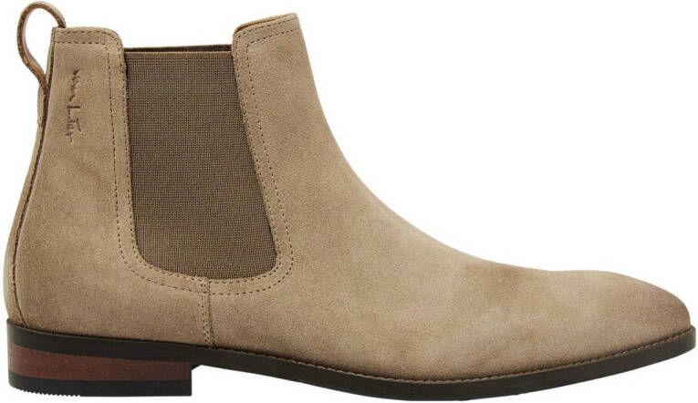 Van Lier Bregenz leren chelsea boots taupe