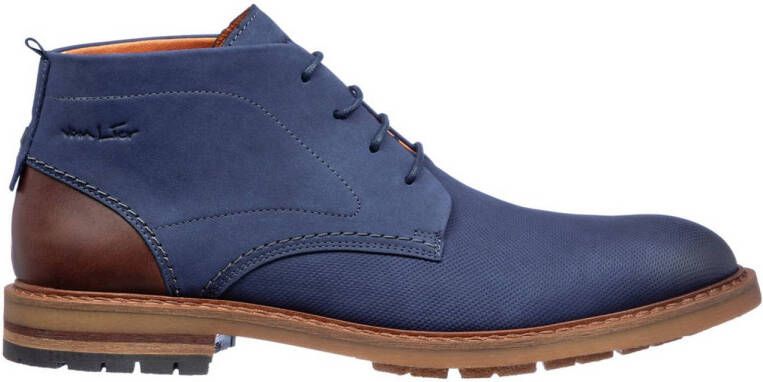 Van Lier Dino leren veterschoenen blauw