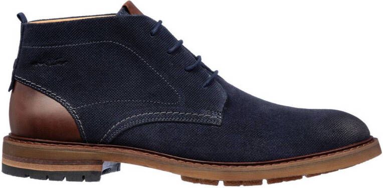 Van Lier Dino suéde veterschoenen donkerblauw