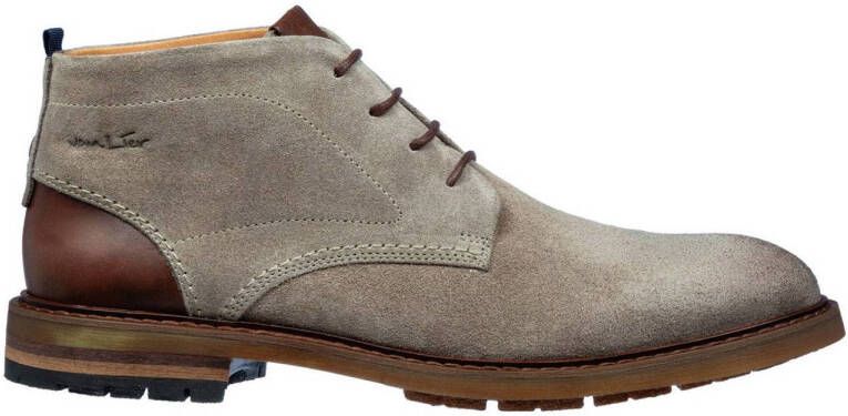 Van Lier Dino suéde veterschoenen taupe