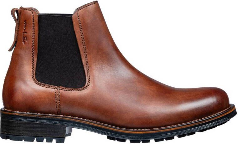 Van Lier Fritz leren chelsea boots cognac