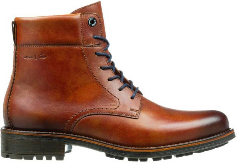 Van Lier Fritz leren veterboots cognac