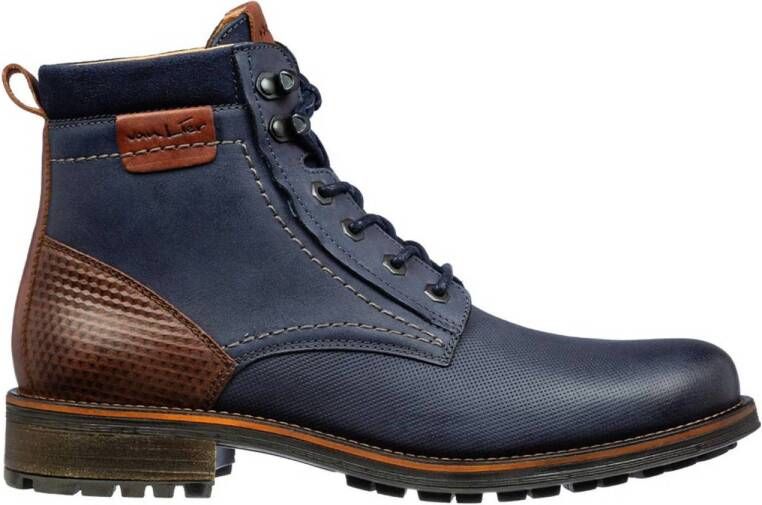 Van Lier Fritz leren veterboots donkerblauw