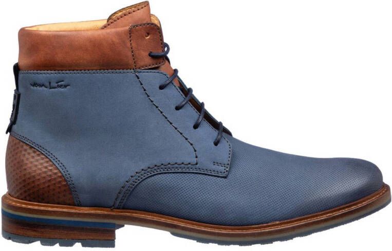 Van Lier nubuck veterschoenen blauw