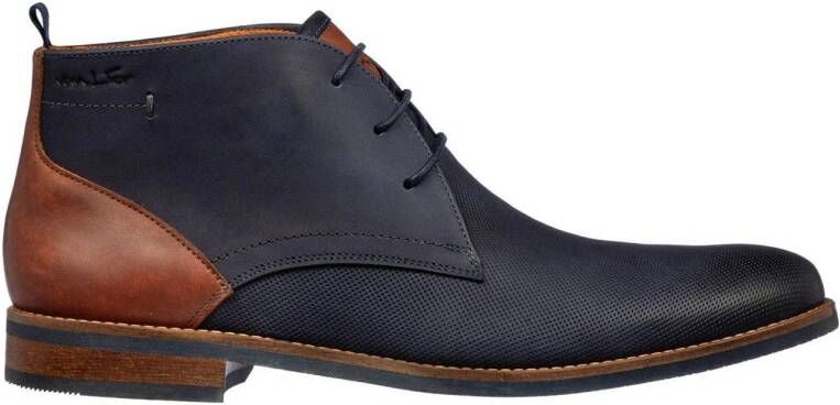 Van Lier nubuck veterschoenen donkerblauw