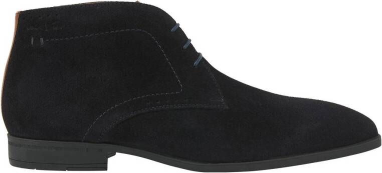 Van Lier Portofino suède veterschoenen donkerblauw