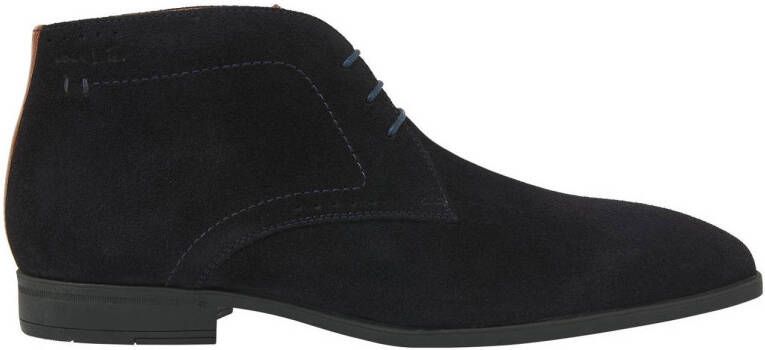 Van Lier Portofino suède veterschoenen donkerblauw