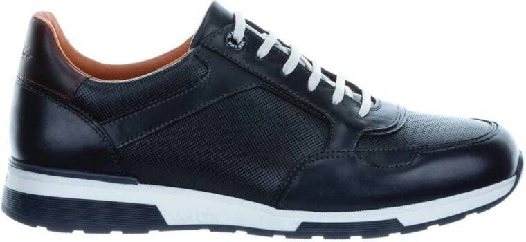 Van Lier Positano leren sneakers navy blauw