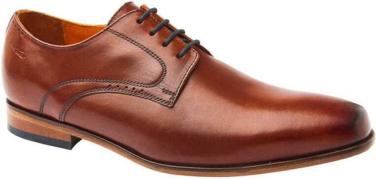 Van Lier Rhodes leren veterschoenen cognac