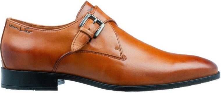 Van Lier Riva leren gespschoenen cognac