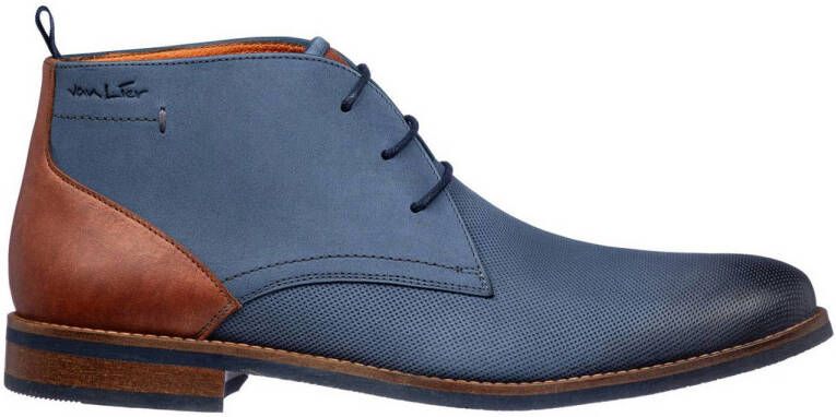 Van Lier Sabinus nubuck veterschoenen donkerblauw