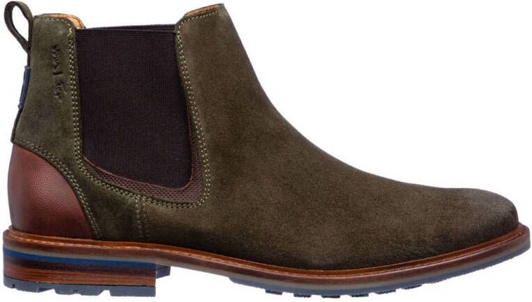 Van Lier suède chelsea boots donkergroen