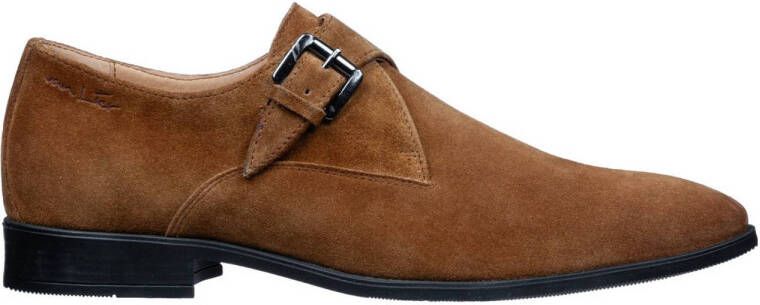 Van Lier suède gespschoenen cognac