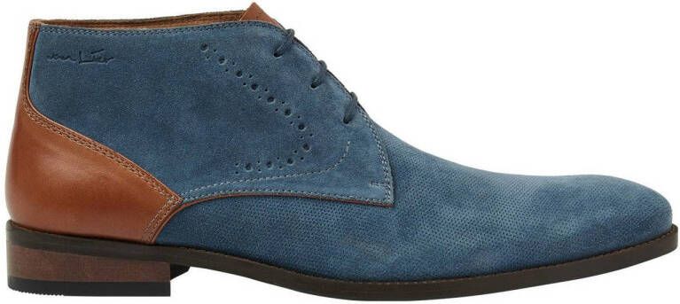 Van Lier Vienna suède veterschoenen blauw