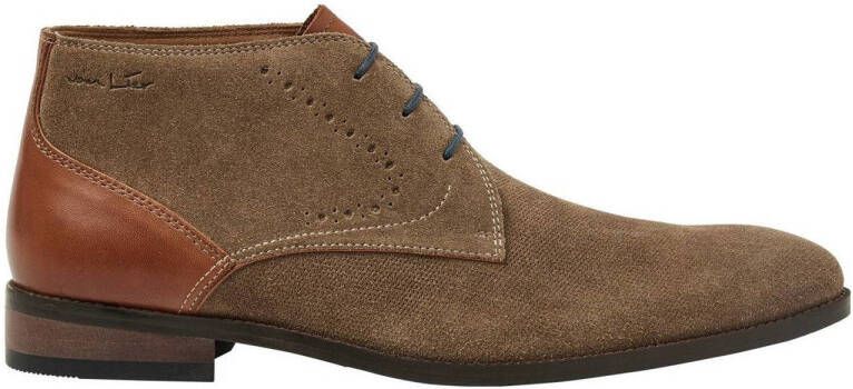 Van Lier Vienna suède veterschoenen taupe