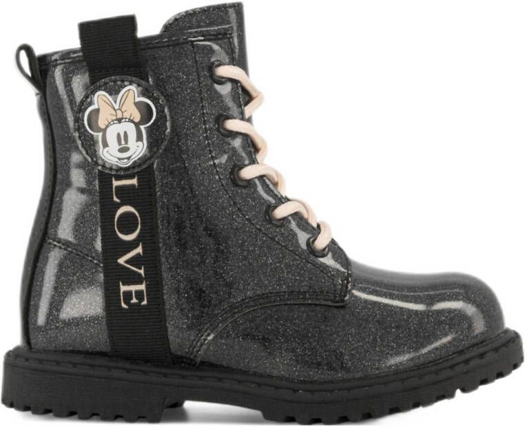 VanHaren Minnie Mouse lak veterboots zwart