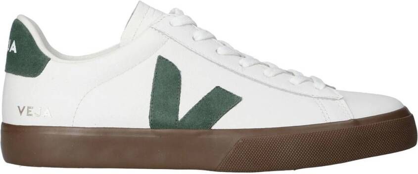 Veja Campo leren sneakers wit groen