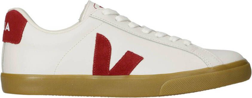 Veja Esplar Logo leren sneakers wit rood