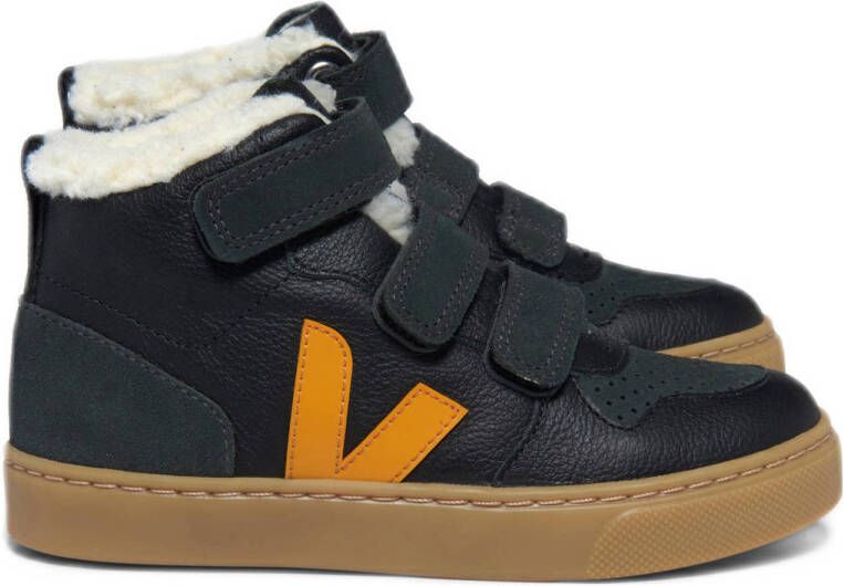 Veja Small V-10 Mid Sneakers Leren Sneaker Kids Zwart