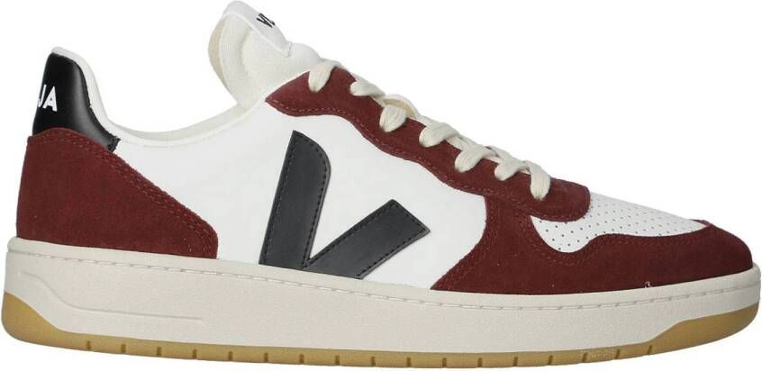 Veja V-10 leren sneakers rood wit